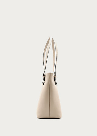 Copardo Veronica beige leather tote bag shown from the side on a clean background