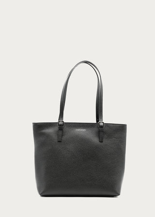 Veronica black leather tote bag by Copardo with minimalist design
