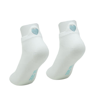LUA white ankle socks with azzur heart detail pair view