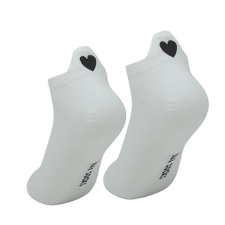 LUA white ankle socks with black heart detail pair view
