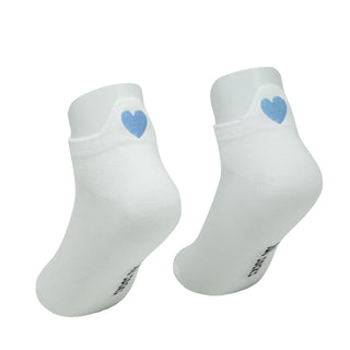 LUA white ankle socks with blue heart detail pair view