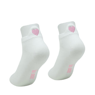 LUA white ankle socks with pink heart detail pair view