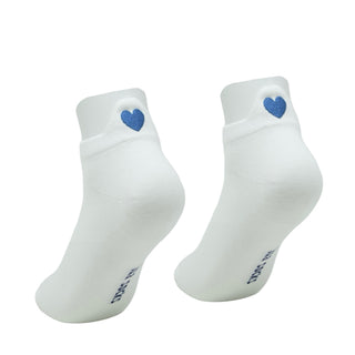 LUA white ankle socks with sky heart detail pair view