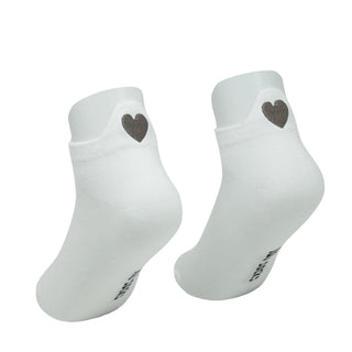 LUA white ankle socks with taupe heart detail pair view